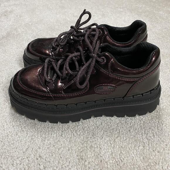 Skechers Shoes - Y2K Skechers Platform Shoes Womens 7.5 Burgundy Lug Sole Sneakers SN 167073